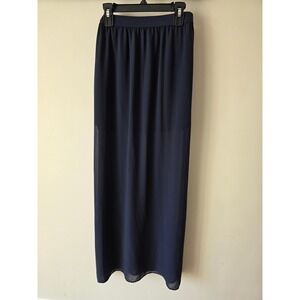 H&M Divided Navy Blue Maxi Skirt Flowy Elastic Waist Minimalist       Size 6 US